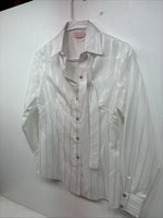 New Women’s H Bar C White Stripe Long Sleeve Pearl Snap Size 34 KK-105