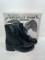 New Men’s Black Lace Up American West Cowboy Boots. 5991 8 D. 2-27