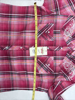 New Women’s Cumberland Pink Plaid Long Sleeve Pearl Snap Medium II-107