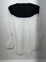 New Mens White ELY Diamond Long Sleeve Pearl Snap Shirt. Large P-56