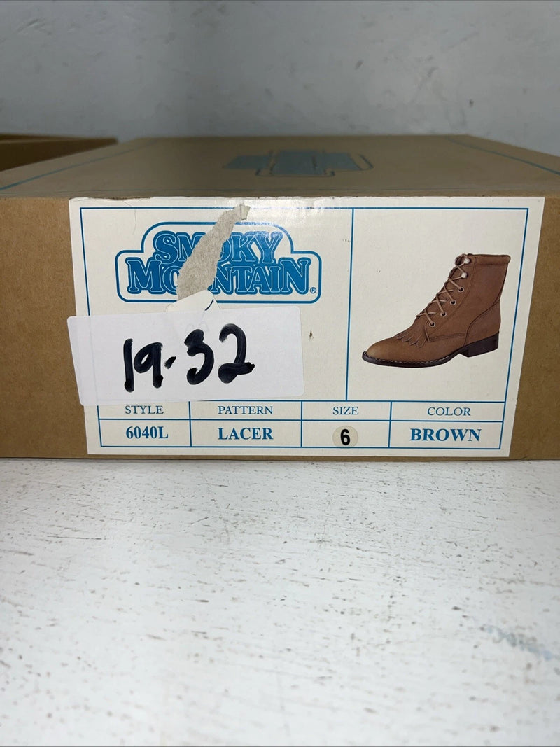 New Women’s Brown Smoky Mountain Lace Up Cowboy Boots. 3040L 6. 19-32