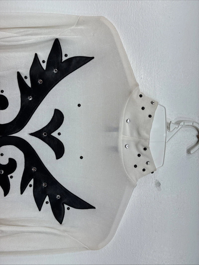 New Women’s 1849 RanchWear White Black Long Sleeve Shirt Size Large TT-75