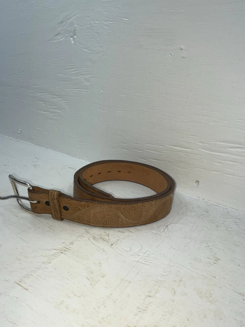 New Brown Genuine Leather Stitched 34” Belt #6988/23 Z-118