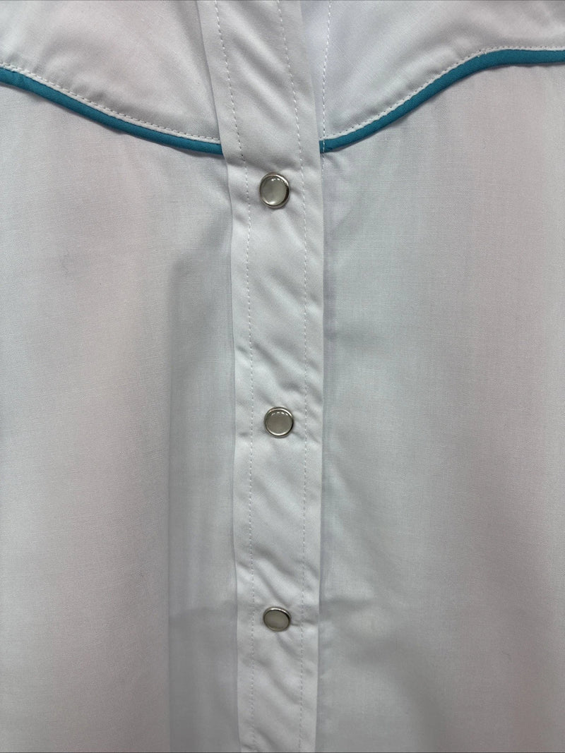 New Women’s Country Charmer White Design Long Sleeve Pearl Snap Medium LL-4