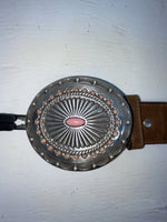 New Brown Genuine Leather Nocona Pink Patterned S Belt #N34430273 JJ-133