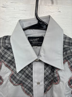 New Men’s Champion Western Gray Plaid Long Sleeve Pearl Snap 15 Medium AA-76