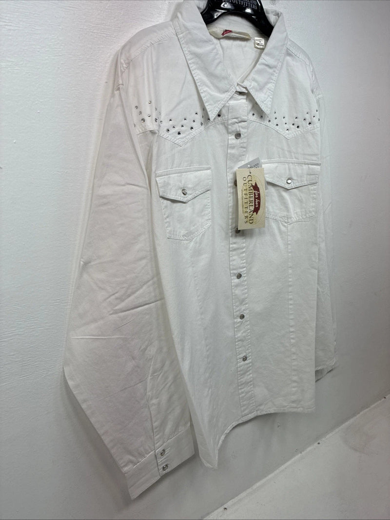 New Women’s Cumberland White Gem Long Sleeve Pearl Snap 3X MM-9