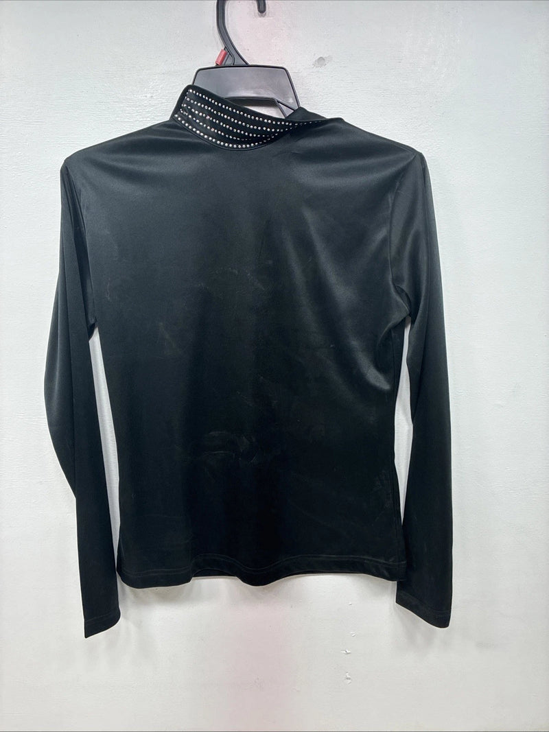 New Women’s Valencia Black Gem Long Sleeve Half Zip Show Shirt Large TT-57