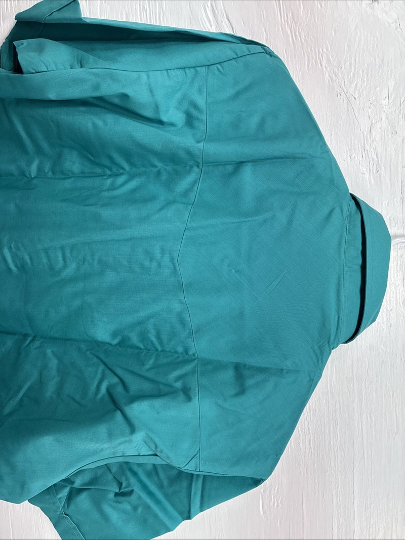 New Men’s ELY Cattleman Teal Short Sleeve Pearl Snap 16 Large X-63
