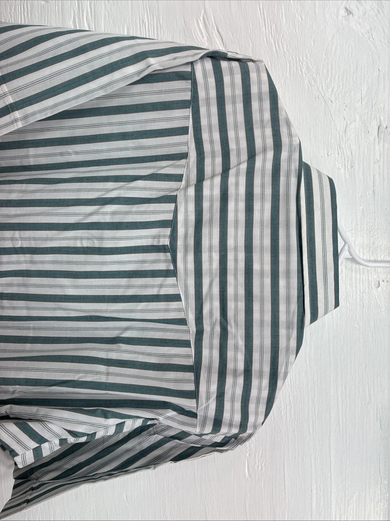New Men’s ELY Cattleman Blue White Stripe Short Sleeve Pearl Snap XL M-21