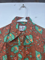 New Women’s Tem Tex Orange Floral Long Sleeve Pearl Snap Size 30 MM-105