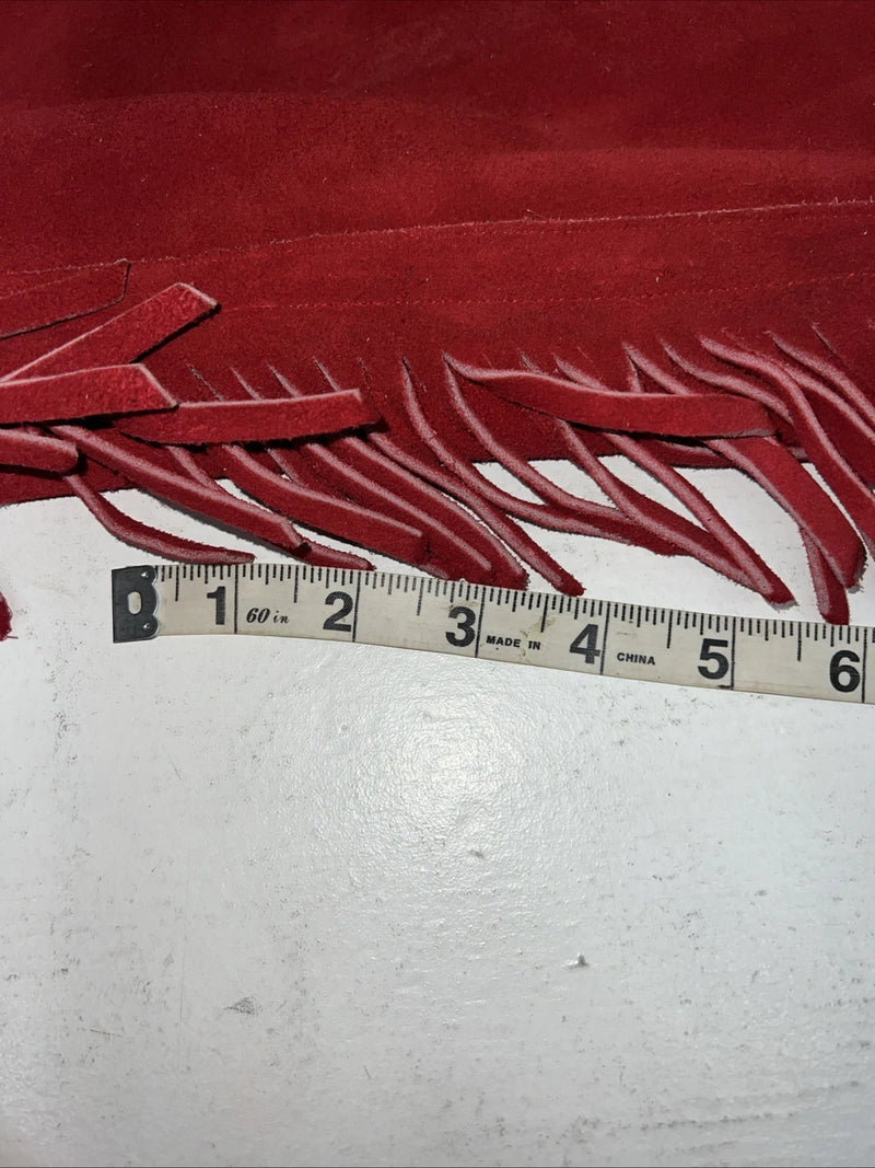 NOS Red Show Chaps With Fringe Adjustable Waist 38” L-34