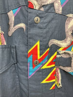 New Men’s GunSmoke Blue Western Design Long Sleeve Button Up Medium V-75