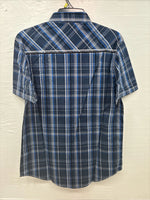 New Men’s ELY 1878 Plus Gray Plaid Short Sleeve Pearl Snap Large X-59