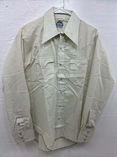 New Men’s Miller Green Stripe Long Sleeve Pearl Snap 16 X 35 Large CC-60