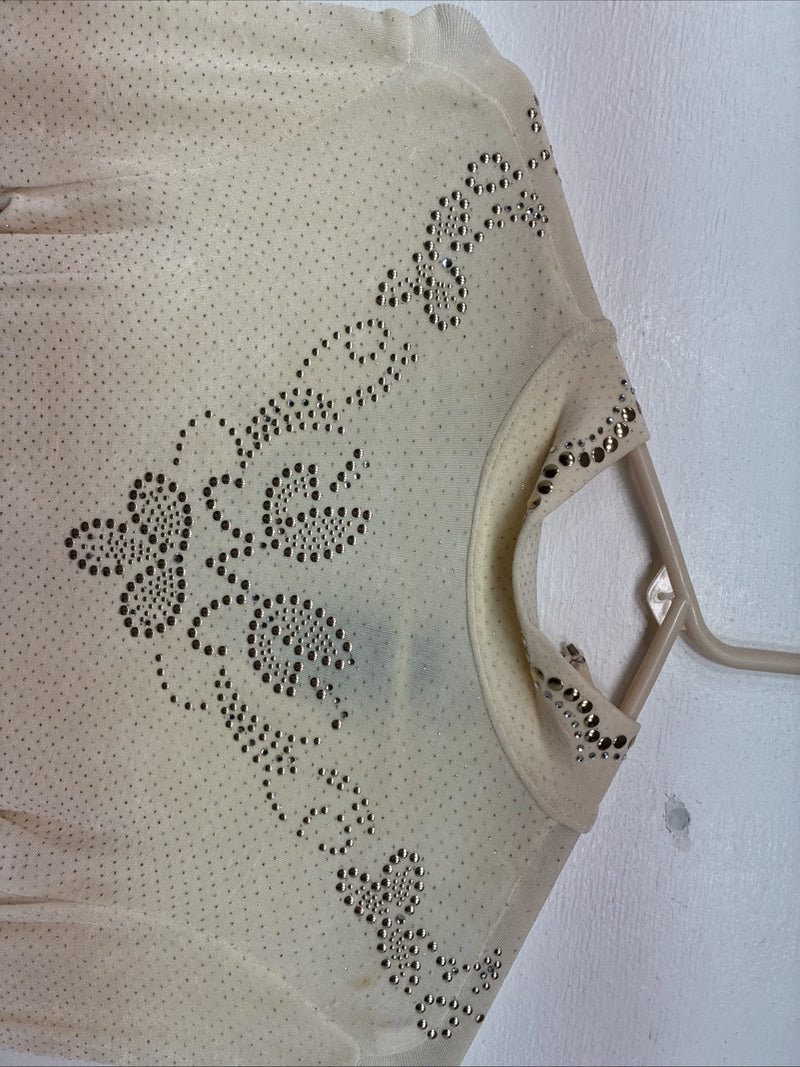 New Tadaski Cream Gem Long Sleeve Half Zip Showing Bodysuit Small TT-44
