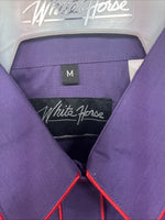 New Women’s White Horse Purple Long Sleeve Pearl Snap Medium KK-33