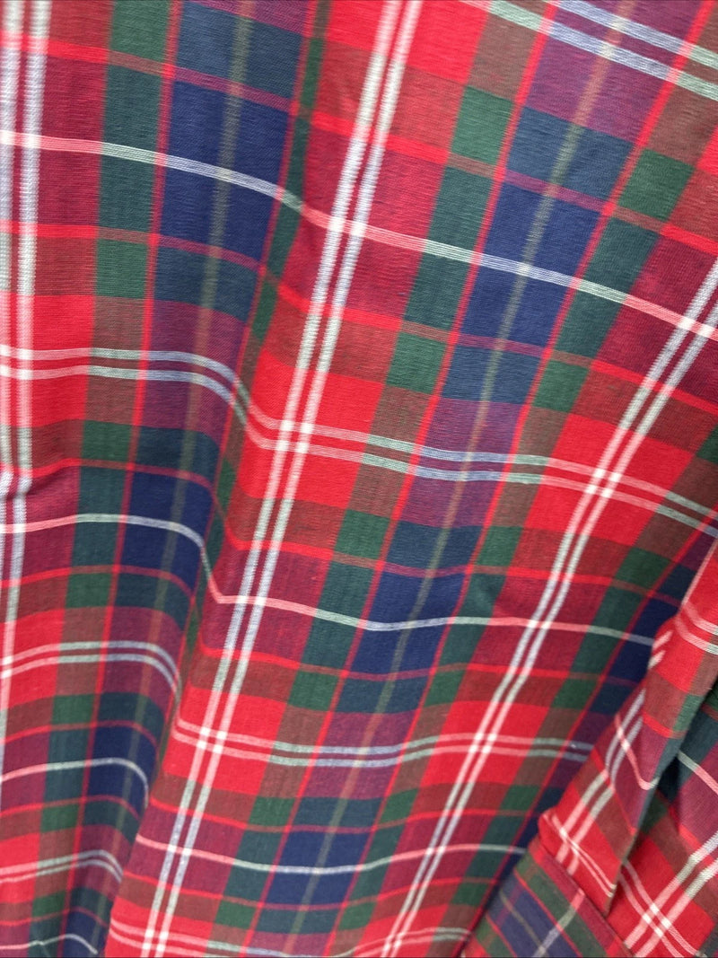 New Men’s ELY Plains Red Plaid Long Sleeve Pearl Snap 16.5 X 35 Large K-78