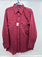 New Men’s White Horse Burgundy Simple Long Sleeve Pearl Snap Large K-67