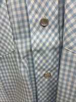 New Men’s Western Shirts Blue Checkered Short Sleeve Pearl Snap Small J-72