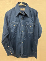 New Men’s Stockman Blue Long Sleeve Pearl Snap 15 X 33 Medium AA-3