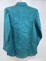 New Men’s ELY Cattleman Teal Simple Long Sleeve Pearl Snap Medium J-92