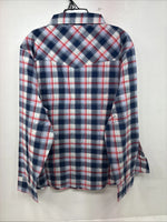New Women’s Cumberland Blue Plaid Long Sleeve Pearl Snap 3XL GG-57