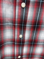 New Men’s ELY Cattleman Red Gray Plaid Short Sleeve Pearl Snap Large X-21
