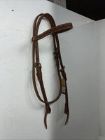 New Leather Tooled Tough 1 Browband Headstall Silver Buckles S-59