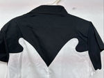New Women’s Cumberland Black White Short Sleeve Button Up Medium YY-81