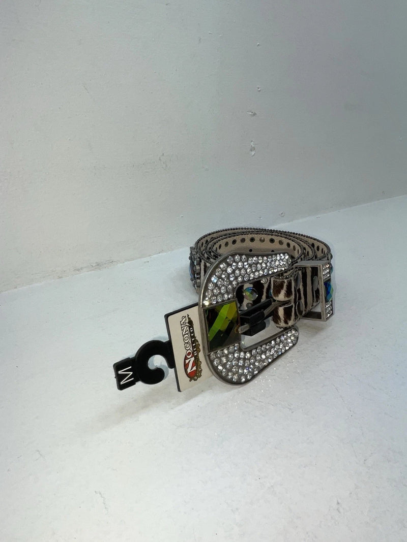 New Zebra Print Genuine Leather Nocona Bling M Belt #N1330999 Z-63