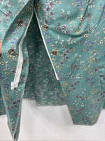 New Women’s Dickson Jenkins Blue Floral Long Sleeve Pearl Snap Zip Size 32 KK-66