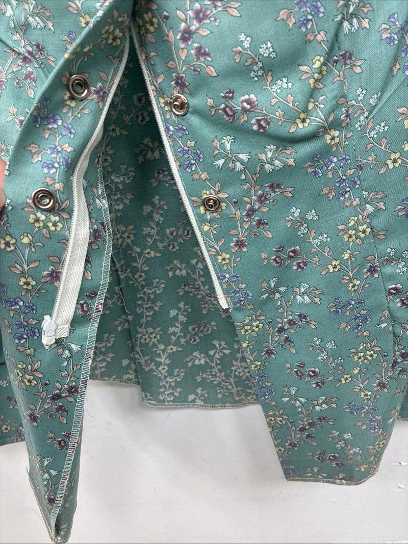 New Women’s Dickson Jenkins Blue Floral Long Sleeve Pearl Snap Zip Size 32 KK-66