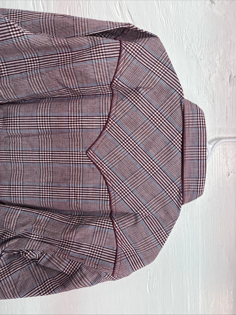 New Men’s Champion Western Red Plaid Long Sleeve Pearl Snap 16.5 Large X-68