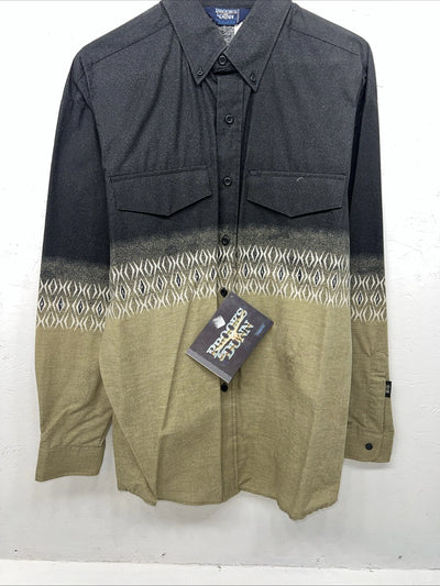 New Men’s Brooks&Dunn Black Yellow Button Up Long Sleeve Shirt 16x35 Large P-30