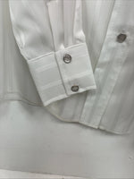 New Women’s H Bar C White Stripe Long Sleeve Pearl Snap Size 34 KK-105