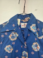 New Women’s Tem Tex Blue Design Long Sleeve Pearl Snap Size 30 KK-25