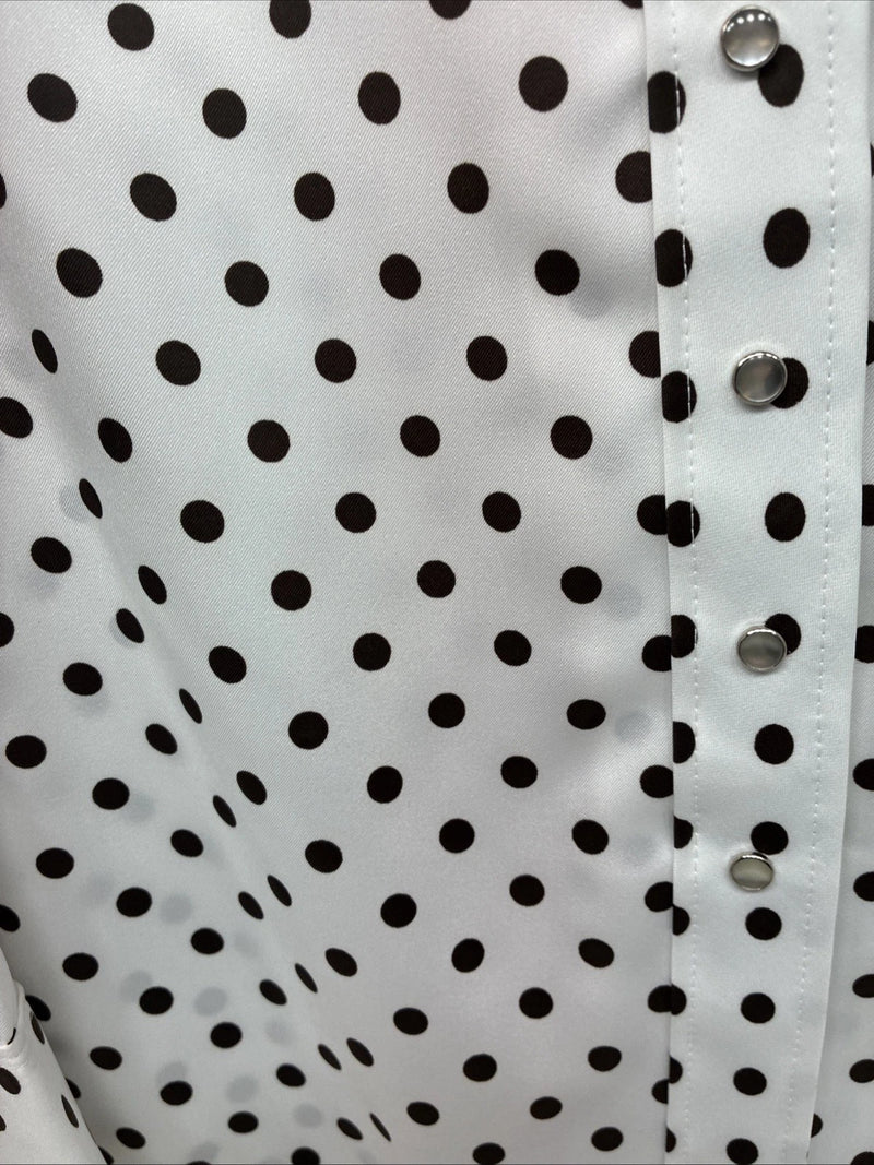 New Women’s Dickson Jenkins Polkadot Long Sleeve Pearl Snap Size 32 MM-3