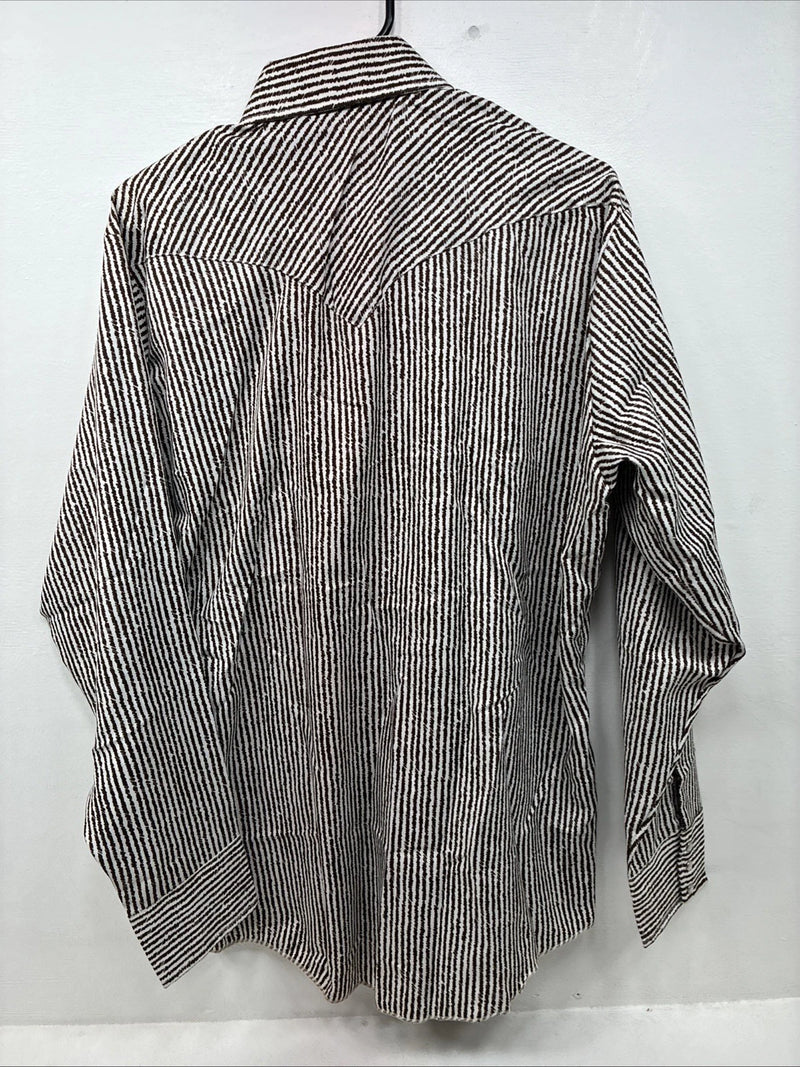New Women’s Dickson Jenkins Brown Stripe Long Sleeve Pearl Snap Size 17 XL II-37