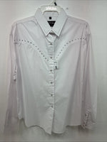 New Women’s White Horse White Gem Long Sleeve Pearl Snap XL II-32