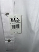 New Men’s White ELY Cattleman Long Sleeve Pearl Snap Shirt. 17x35 XL S-2