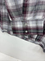 New Women’s Cumberland Purple Plaid Long Sleeve Pearl Snap 1XL GG-31