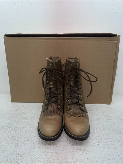 New Women’s Brown Lace Up Texas Brand Cowboy Boots. 4474 5 M. 2-167