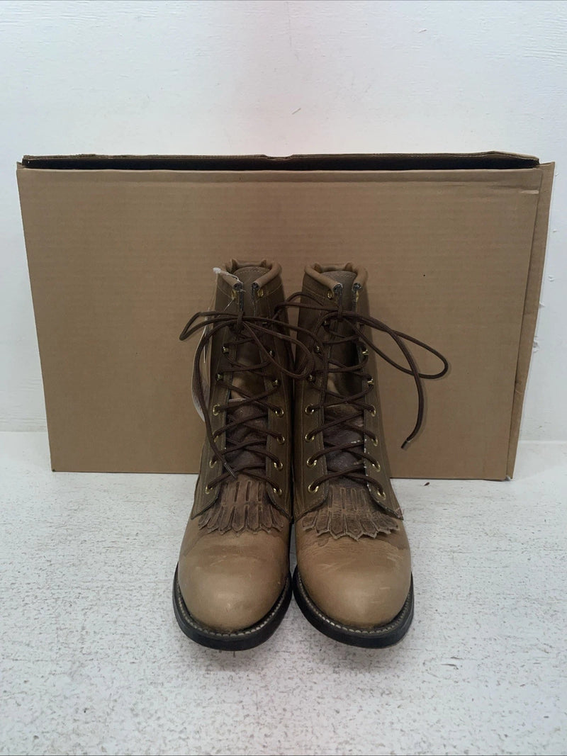New Women’s Brown Lace Up Texas Brand Cowboy Boots. 4474 5 M. 2-167