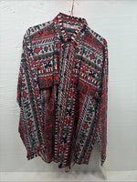 New Men’s GunSmoke Red Designed Long Sleeve Button Up Medium V-94