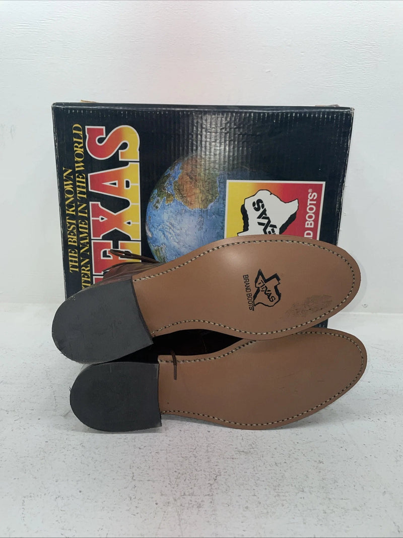 New Men’s Brown Lace Up Texas Brand Cowboy Boots. 8721 9.5 9 1/2 D. 5-44