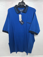 New Men’s Wrangler Blue Black Short Sleeve Polo Shirt XL R-37