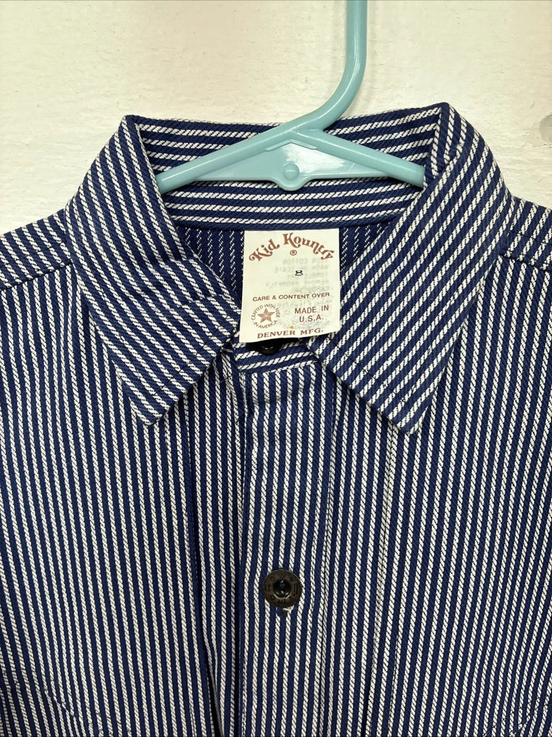 New Kids Denver Blue Stripe Long Sleeve Button Up Size 8 DD-135