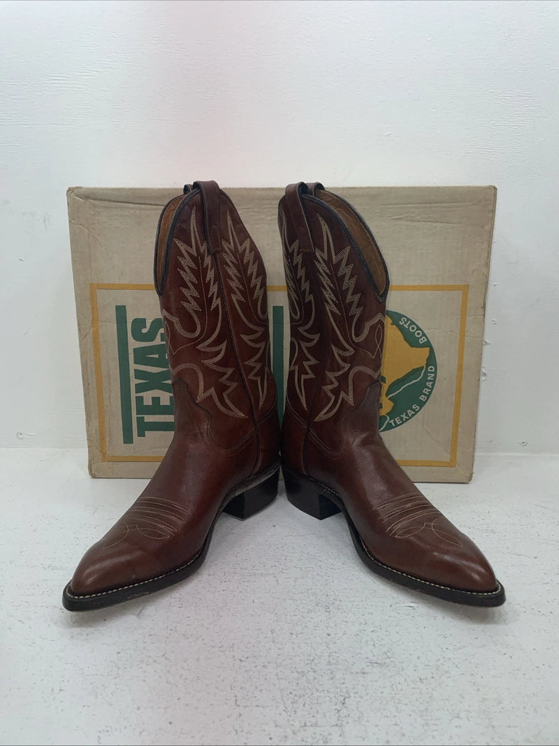 New Men’s Brown Texas Brand Cowboy Boots. 7953 9.5 9 1/2 D. 5-42