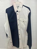 New Men’s Cowboy Threads Blue White Long Sleeve Button Up Large V-80